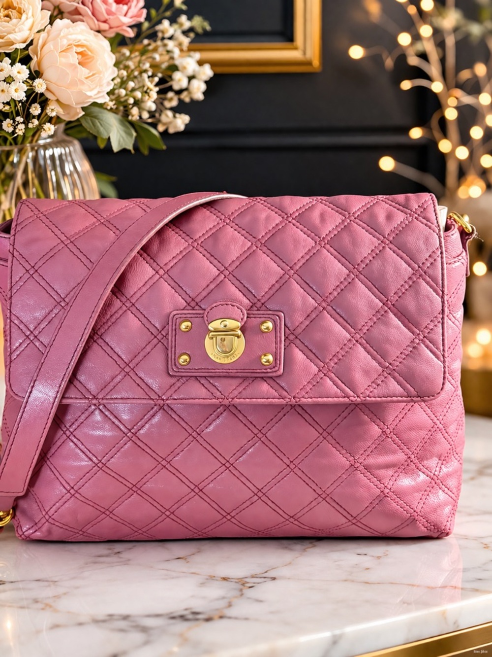 Marc Jacobs Pink Quilted Leather Day To Night Single Shoulder Bag